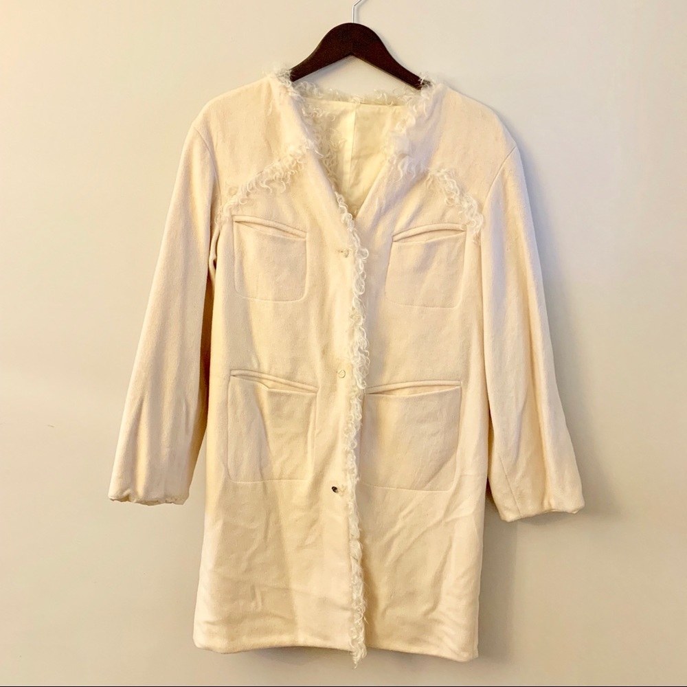 VINTAGE FENDI WOOL COAT WITH SHEEP TRIM
